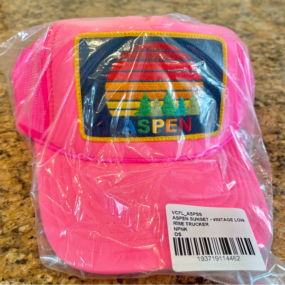 NWT Aviator Nation Pink Trucker Hat Aspen Sunset Rainbow embroidered patch - Picture 10 of 14